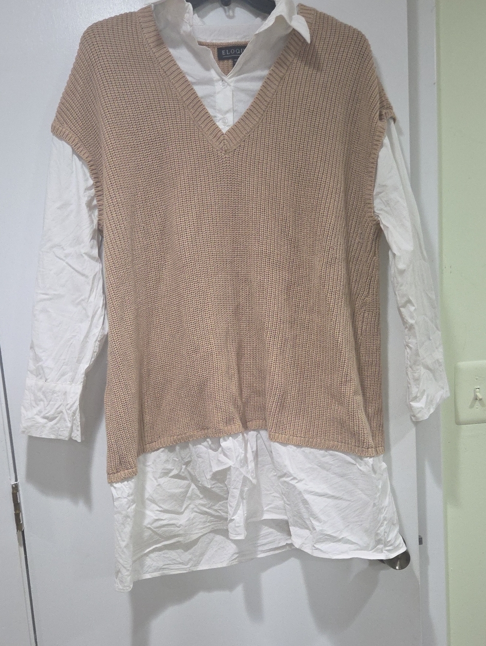 Eloquii Tan Knit Sweater Shirtdress